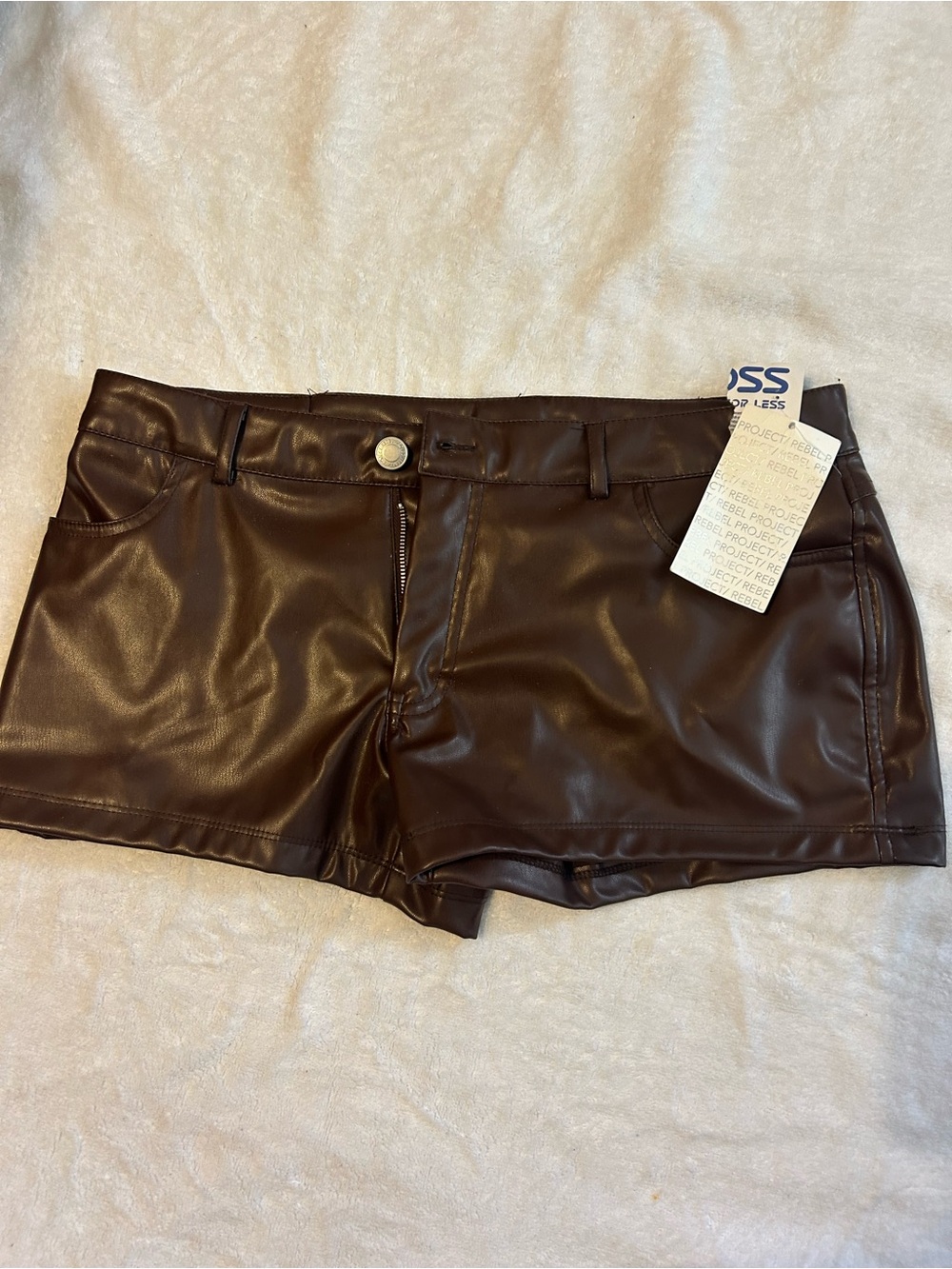 Faux Leather Brown Women’s Shorts